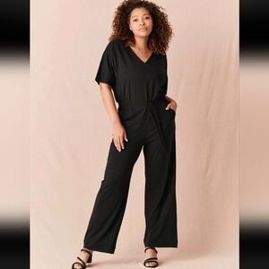 Pact Charlie Black Jumpsuit Romper Small Organic Cotton Recycled Sustainable